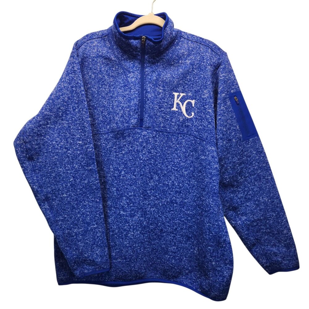 KC Royals Embroidered 1/4 Zip Heavy Fleece Blue XLARGE Retail$119
